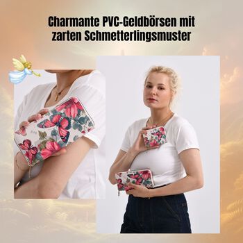 2-teiliges Geldb&ouml;rsen-Set mit Schmetterlingsmuster, 18x2,5x10 cm und 11x2,5x9 cm