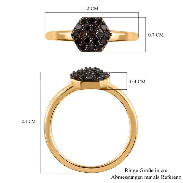 Roter Diamant Ring 925 Silber Gelbgold Vermeil (Gr&ouml;&szlig;e 16.00) ca. 0,20 ct image number 7