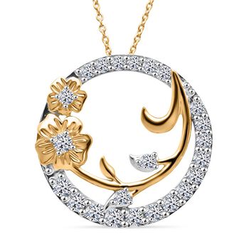 LUXURIANT SGL zertifizierter SI-GH Labor Diamant zweifarbiger Anh&auml;nger mit 50cm Kette - 1 ct.