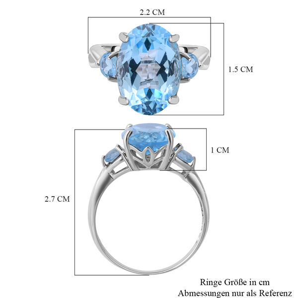Himmelblauer Topas Ring, 925 Silber platiniert (Gr&ouml;&szlig;e 18.00) ca. 7,74 ct image number 4
