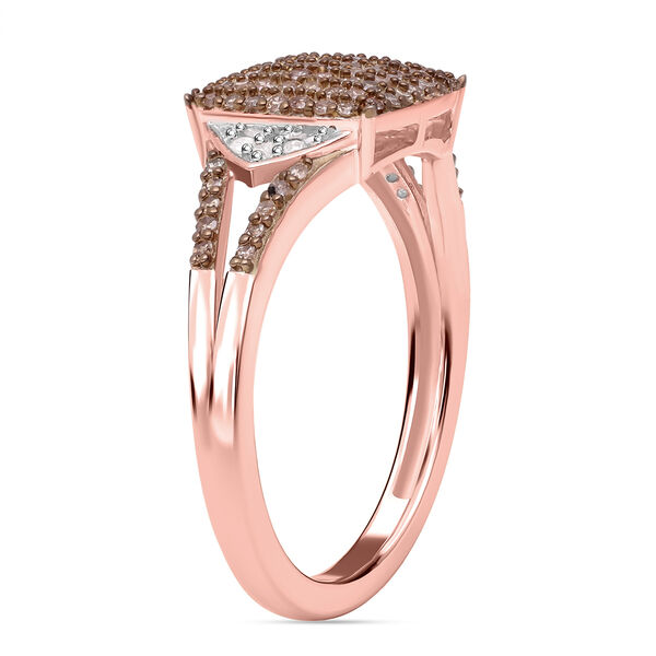 Nat&uuml;rlicher Champagner Diamant und wei&szlig;er Diamant Ring, 925 Silber Ros&eacute;gold Vermeil (Gr&ouml;&szlig;e 21.00) ca. 0.50 ct image number 4