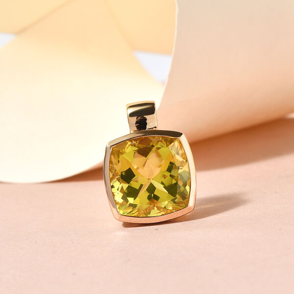 Ouro Verde-Quarz Anh&auml;nger, 925 Silber vergoldet ca. 11.27 ct image number 3