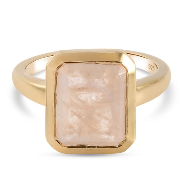 Regenbogen Mondstein Solit&auml;r-Ring, 925 Silber Gelbgold Vermeil  ca. 5,57 ct