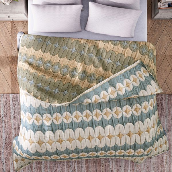 Luxus Jacquard Decke, fein gemustert, 2200 g Poly Füllung, 200 x 230 cm, Blau Weiß image number 3