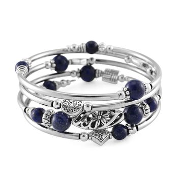Flexibles und schwarz oxidiertes Lapislazuli Armband - 40 ct.