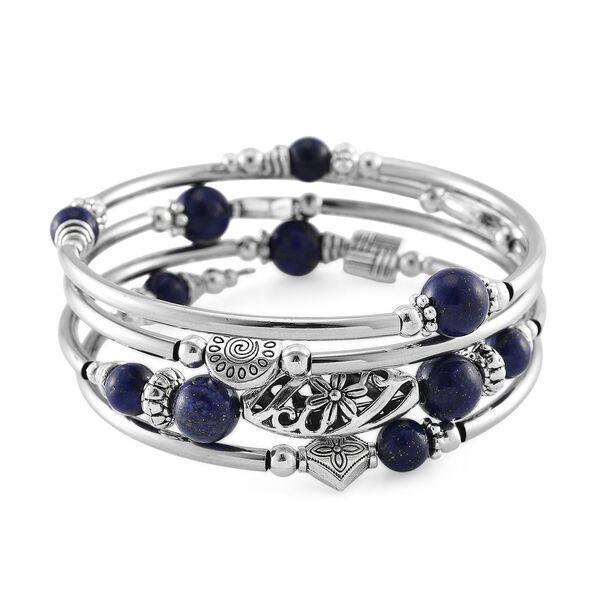 Flexibles und schwarz oxidiertes Lapislazuli Armband - 40 ct.
