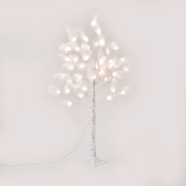 Federbaum mit 48 warmen LEDs und 3m USB-Kabel - 1,2m H&ouml;he, Wei&szlig; image number 2