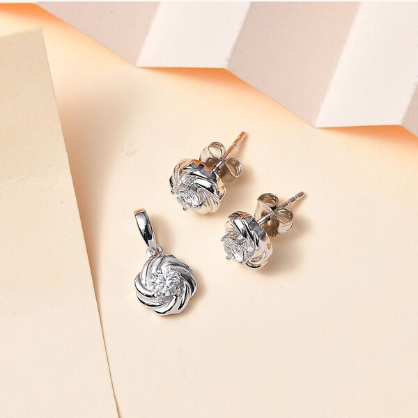 Moissanit Schmuckset, 925 Silber rhodiniert - 0,75 ct. image number 2