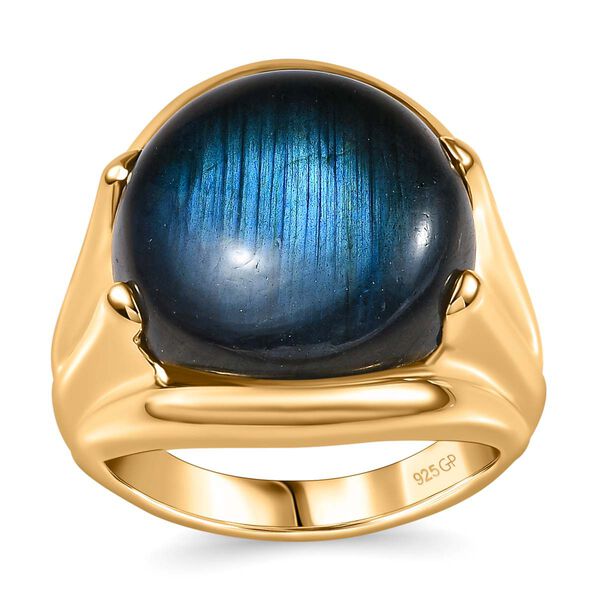 GP Art déco Kollektion- AAA Labradorit und Kanchanaburi blauer Saphir-Ring- 14,40 ct. image number 5