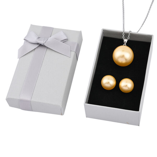 Goldenes Muschelkernperlen-Schmuckset, ca. 50 cm, 925 Silber image number 7