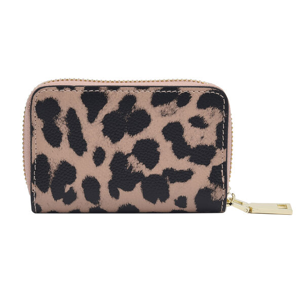 SENCILLEZ Geldbörse aus 100% echtem Leder und RFID Schutz, Leopardenmuster, Größe 12x2x8 cm, Schwarz und Khaki image number 3