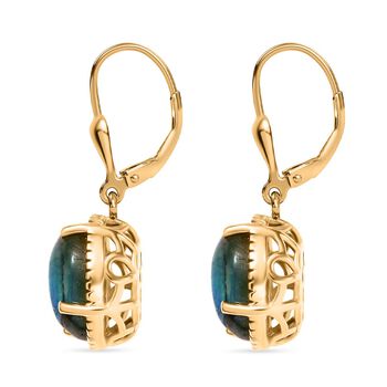 D'Joy AAA Labradorit Ohrringe 925 Silber 750 Gelb Vergoldet ca. 5.29 ct