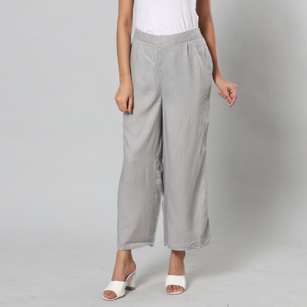 Einfarbige Palazzo Hose, Gr&ouml;&szlig;e XXL, Grau  image number 3