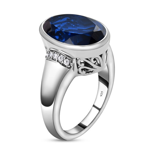 Ceylonfarbener Quarz und Zirkon-Ring, 925 Silber platiniert - 6,57 ct.  image number 5