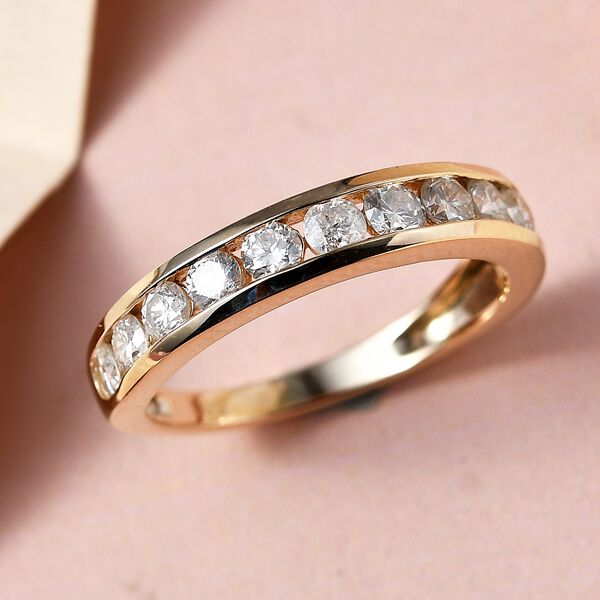 Diamant Half Eternity-Ring, I2-GH (Top-Wesselton) SGL zertifiziert, 585 Gelbgold (Gr&ouml;&szlig;e 18.00) ca. 1.00 ct image number 2