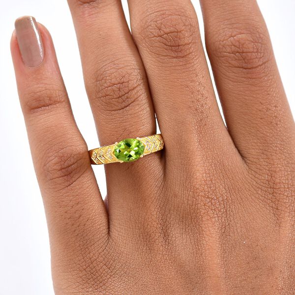 EverTrue Peridot und Zirkon Ring in Goldton - 1,38 ct. image number 3