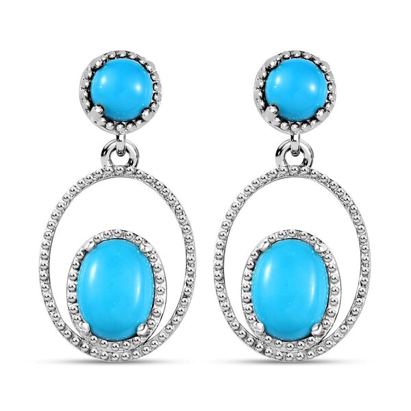 Sleeping Beauty T&uuml;rkis Ohrringe 925 Silber platiniert ca. 2,94 ct. image number 0