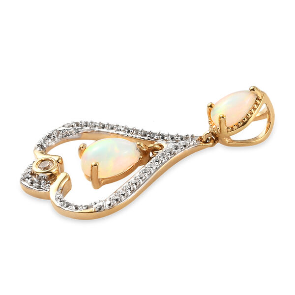 Nat&uuml;rlicher, &auml;thiopischer Opal und Zirkon-Anh&auml;nger in Silber image number 4