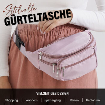 Nylon-G&uuml;rteltasche mit RFID-Schutz, 37x10x13,5cm, Mauve