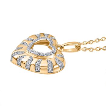 LUXURIANT SI Labor Diamant Anh&auml;nger mit 45cm Kette, 925 Silber 750 Gelbgold Vermeil - 0,33 ct.