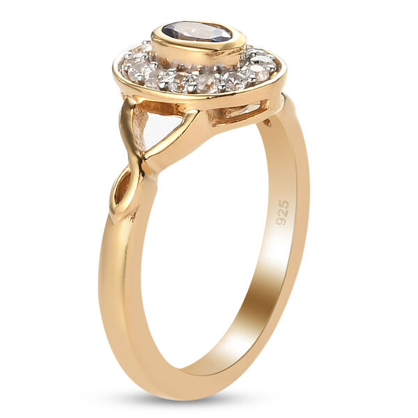 Tansanit und Zirkon Ring 925 Silber vergoldet  ca. 0,55 ct image number 5