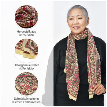 Luxuri&ouml;ser Seidenschal, gelbrot