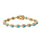 Amerikanisches natürliches Sleeping Beauty Türkis, Weißer Zirkon Armband ca. 19 cm 925 Silber Gelbgold Vermeil ca. 7.59 ct