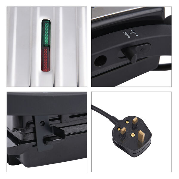 HOMESMART - 2 Scheiben-Kontaktgrill mit Antihaftbeschichtung, Gr&ouml;&szlig;e 17,5x22,5x9,5 cm, Schwarz image number 6