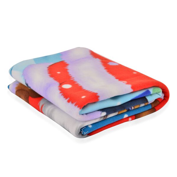 Superweiche Fleece &Uuml;berwurf mit Schneemann und Weihnachtsmann Muster, Gr&ouml;&szlig;e 130x170 cm, Mehrfarbig, Schneemann image number 2