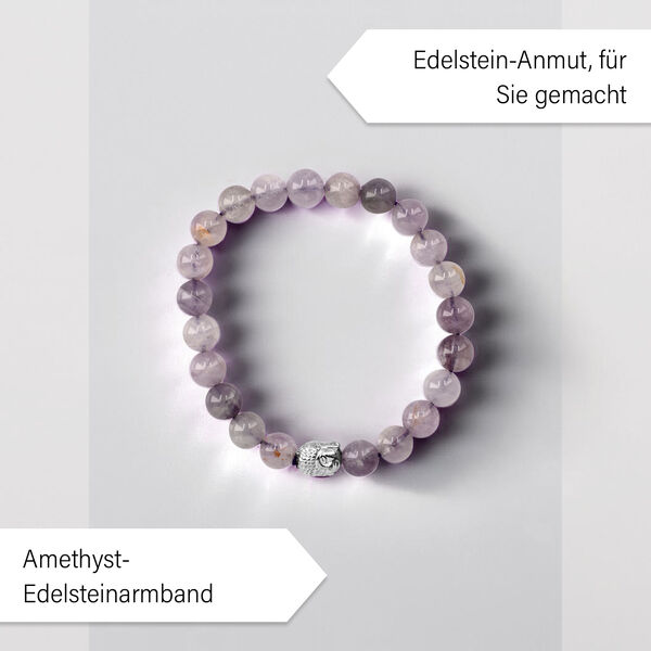 Bedruckter Seidenschal mit Chakra-Edelsteinarmband und Amethyst-Armband, Gr&ouml;&szlig;e Schal: 50x170 cm image number 2