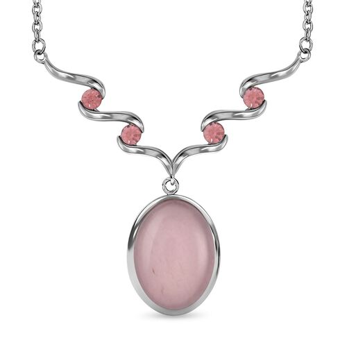 Rosenqarz und rosa Kristall-Halskette, 50 cm - 10 ct. image number 0