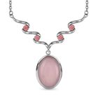 Rosenqarz, rosa Kristall Collier, ca. 50 cm, Edelstahl ca. 10,00 ct