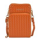PASSAGE geprägte Kunstleder-Umhängetasche mit RFID-Schutz und langer Trageriemen, 13x7.5x19 cm, Orange