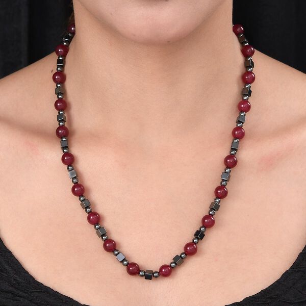 Onyx und Hämatit Halskette ca. 50 cm Lange 925 Silber platiniert ca. 157,95 ct image number 2