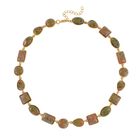 Unakite Halskette ca. 45 cm Legierung Standard gelb vergoldet ca. 160,00 ct.