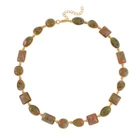 Unakite Halskette ca. 45 cm Legierung Standard gelb vergoldet ca. 160,00 ct.