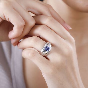 AA Tansanit, Moissanit Ring 925 Silber rhodiniert (Gr&ouml;&szlig;e 17.00) ca. 1,42 ct