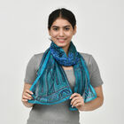 Eleganter rechteckiger Seidenschal in himmelblau mit edlem Print, Gr&ouml;&szlig;e: 49x160 cm