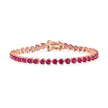 AAA Lab Grown Rosa Saphir Armband ca. 19 cm 925 Silber 750 Ros&eacute;gold Vermeil ca. 14.12 ct