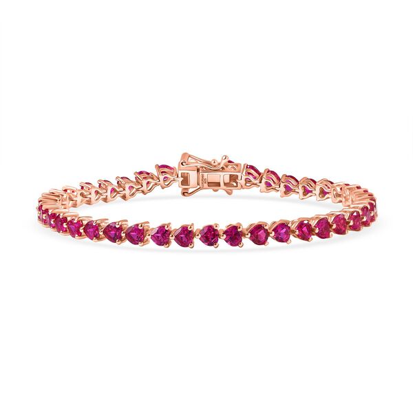 AAA Lab Grown Rosa Saphir Armband ca. 19 cm 925 Silber 750 Roségold Vermeil ca. 14.12 ct image number 0