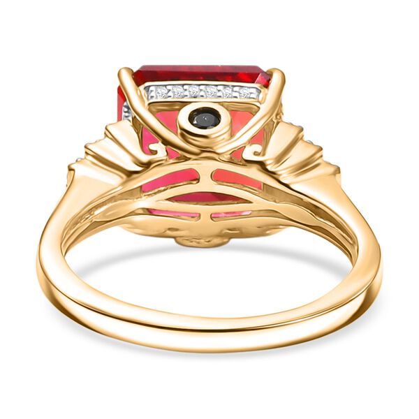 D'joy Lab Grown Padparadscha-Saphir , Blauer Saphir Ring 925 Silber 750 Gelbgold Vermeil (Größe 18.00) ca. 7.18 ct image number 6