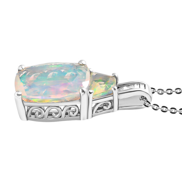 Nat&uuml;rlicher, &auml;thiopischer Welo Opal Anh&auml;nger mit Kette, 925 Silber platiniert ca. 2.71 ct image number 3