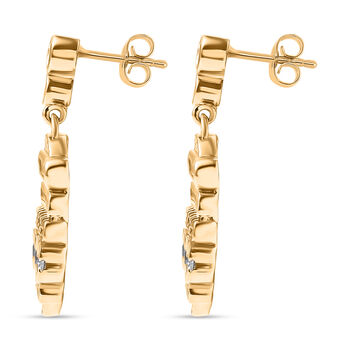 GP - Wei&szlig;er Zirkon Ohrringe 925 Silber 750 Gelbgold Vermeil ca. 5,90 ct.