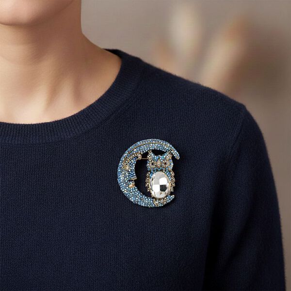 Mehrfarbiger Kristall Brosche Antikes Gold image number 3