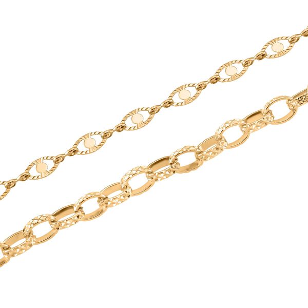 Doppelreihige Halskette mit ovalen Gliedern, Edelstahl, ca. 50 cm, Goldfarben image number 8