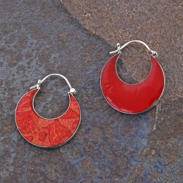 Koralle Ohrringe 925 Silber image number 1