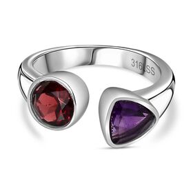 Roter Granat und afrikanischer Amethyst-Ring - 1,56 ct.
