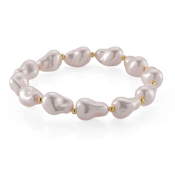 Flexibles, rosa Muschelkernperle Armband