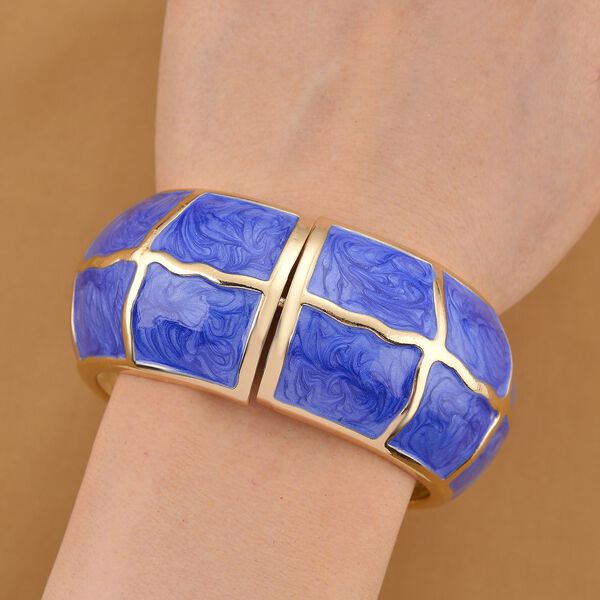 Emaille-Armreif mit Karomuster, ca. 18,5 cm, blau emailliert image number 3