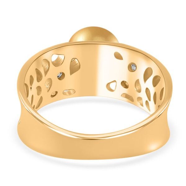 Goldene Muschelkernperle, Moissanit Ring 925 Silber 750 Gelbgold Vermeil (Größe 16.00) image number 5